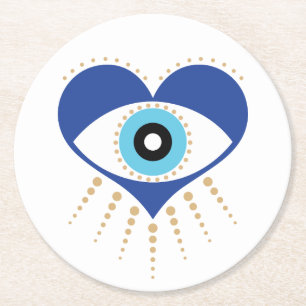 Dessous-de-verre Rond En Papier Oeil mal grec du coeur