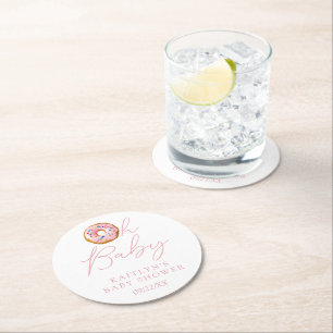 Dessous-de-verre Rond En Papier Oh Baby Donut Sprinkle Girls Baby shower