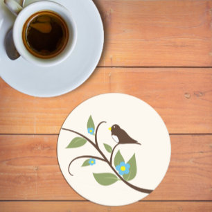 Dessous-de-verre Rond En Papier Oiseau