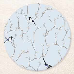 Dessous-de-verre Rond En Papier Oiseaux d'hiver