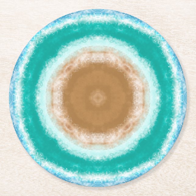 Dessous-de-verre Rond En Papier Ondes d'océan rondes Turquoise et Turquoise (Devant)