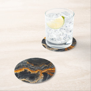 Dessous-de-verre Rond En Papier Onyx Gemstone Nature Motif