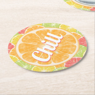 Dessous-de-verre Rond En Papier Orange Citrus Slices Chaleur