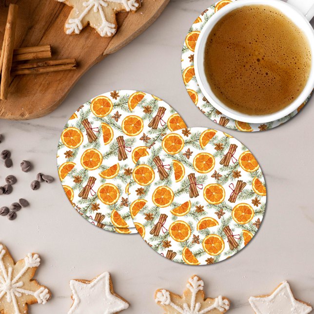 Dessous-de-verre Rond En Papier Orange et épices de Noël (Créateur téléchargé)