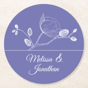 Dessous-de-verre Rond En Papier Orchidées élégantes fleurs mariage moderne rond vi