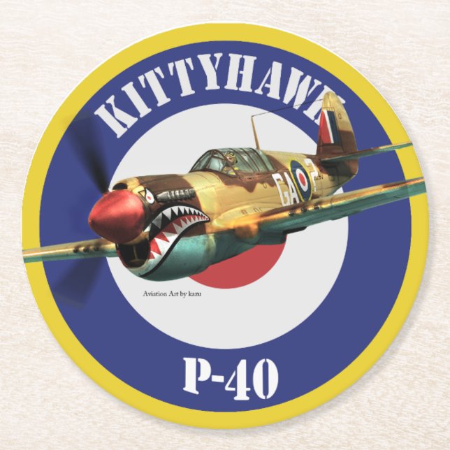 Dessous-de-verre Rond En Papier P-40 Kittyhawk (Devant)