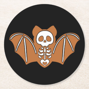Dessous-de-verre Rond En Papier Pain d'épices Squelette Bat