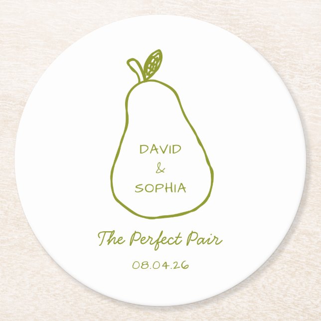 Dessous-de-verre Rond En Papier Paire parfaite - Paire chic Illustration Mariage m (Devant)