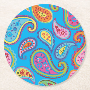 Dessous-de-verre Rond En Papier Paisley Cute Coloré 1er anniversaire fête