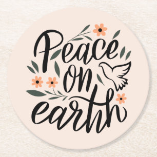 Dessous-de-verre Rond En Papier Paix sur Terre Design Floral