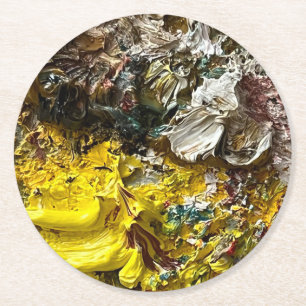 Dessous-de-verre Rond En Papier Palette de l'artiste #1