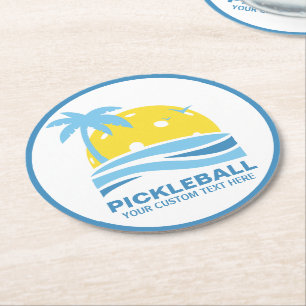 Dessous-de-verre Rond En Papier Palmier Tropical Sun Custom Pickleball