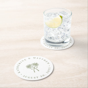 Dessous-de-verre Rond En Papier Palmiers noués Destination Tropicale Mariage