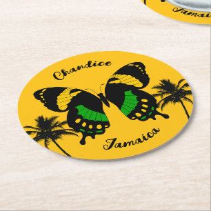 Dessous-de-verre Rond En Papier Papillon Jamaïcain Swallowtail Tropical