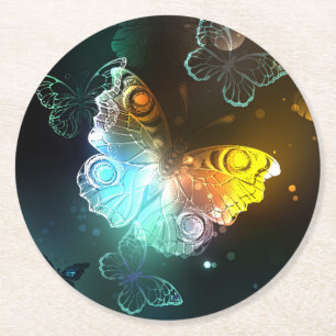 Dessous-de-verre Rond En Papier Papillon lumineux et papillons de nuit