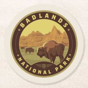 Dessous-de-verre Rond En Papier Parc national des Badlands