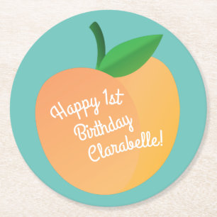 Dessous-de-verre Rond En Papier Parti Anniversaire de enfant de Sweet Peach