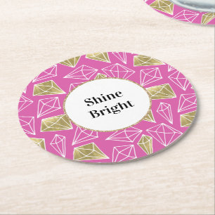 Dessous-de-verre Rond En Papier Parties scintillant de diamants d'or rose Chic Ann