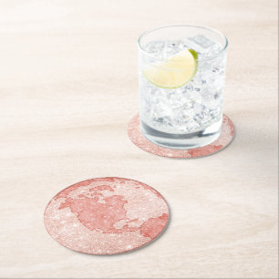 Dessous-de-verre Rond En Papier Parties scintillant d'or Rose métallique + Globe 