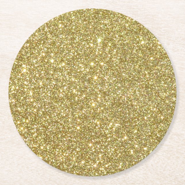 Dessous-de-verre Rond En Papier Parties scintillant dorée brillante (Devant)