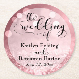 Dessous-de-verre Rond En Papier Parties scintillant or rose Bokeh & Typographie So