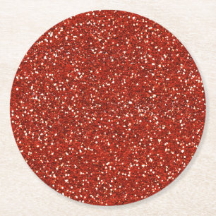 Dessous-de-verre Rond En Papier Parties scintillantes   rouges élégantes