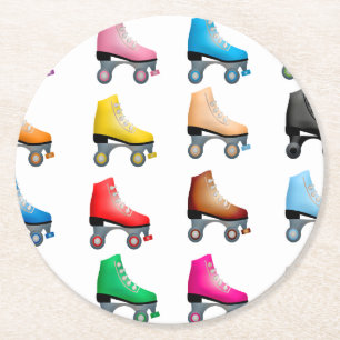 Dessous-de-verre Rond En Papier Patins à roulettes Motifs colorés Rollerskates