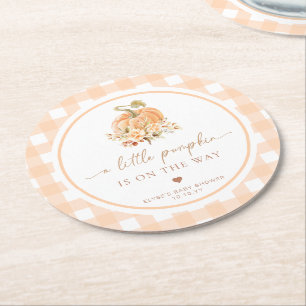 Dessous-de-verre Rond En Papier Peach En vichy Fall Un Peu Citrouille Est En Route