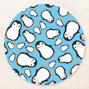 Dessous-de-verre Rond En Papier Penguin Cute Hiver 1er anniversaire Dessous de ver