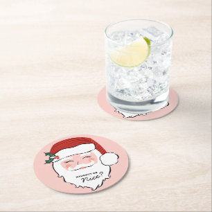 Dessous-de-verre Rond En Papier Père Noël joyeux   Naughty ou Nice