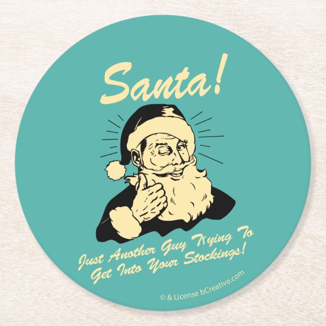 Dessous-de-verre Rond En Papier PÈRE NOËL ! Un type qui essaie de rentrer dans ses (Devant)