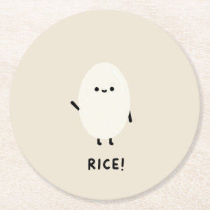 Dessous-de-verre Rond En Papier personnage de riz mignon minimal kawaii drôle desi