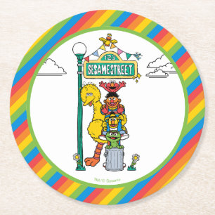 Dessous-de-verre Rond En Papier Personnages de Rue Sésame et panneau rond en papie