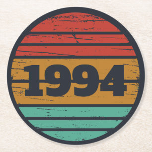 Dessous-de-verre Rond En Papier Personnalisé Trente vintage 30e anniversaire