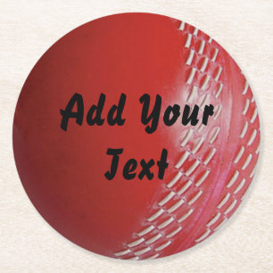 Dessous-de-verre Rond En Papier Personnaliser sportive Red Cricket Ball