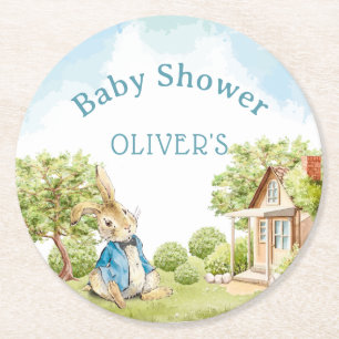 Dessous-de-verre Rond En Papier Peter Rabbit Baby shower garçon