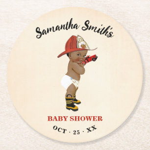 Dessous-de-verre Rond En Papier Petit Baby shower de pompier AA