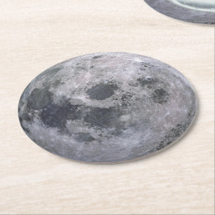 Dessous-de-verre Rond En Papier Photo de lune grise