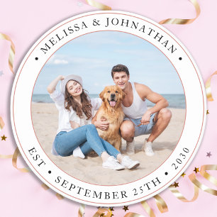 Dessous-de-verre Rond En Papier Photo moderne personnalisée mariage