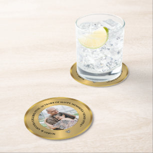 Dessous-de-verre Rond En Papier Photo personnalisé célébrant le 50e anniversaire d