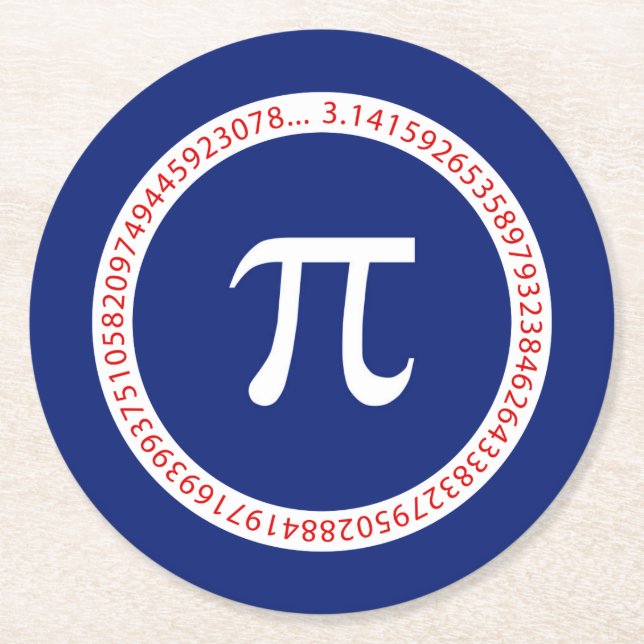 Dessous-de-verre Rond En Papier Pi Ring sur le bleu marine (Devant)