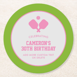 Dessous-de-verre Rond En Papier Pickleball Party Paddles Rose Green Custom