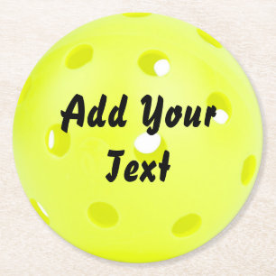 Dessous-de-verre Rond En Papier Pickleball Pickleball Ball Customise jaune Personn