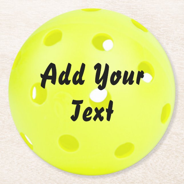 Dessous-de-verre Rond En Papier Pickleball Pickleball Ball Customise jaune Personn (Devant)