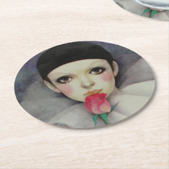 Dessous-de-verre Rond En Papier Pierrot, années 1980 (Incliné)