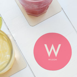 Dessous-de-verre Rond En Papier Pink Monogramme