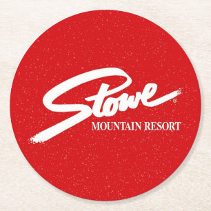 Dessous-de-verre Rond En Papier Pistes de ski extérieures hivernales vintage Stowe