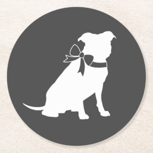 Dessous-de-verre Rond En Papier Pit Bull Dog Baby shower Sexe Neutre