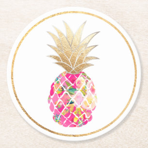 Dessous-de-verre Rond En Papier PixDezines Aloha Ananas/DO-IT-YOURSELF arrière - p