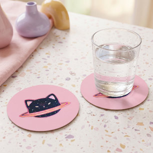 Dessous-de-verre Rond En Papier Planète Chat